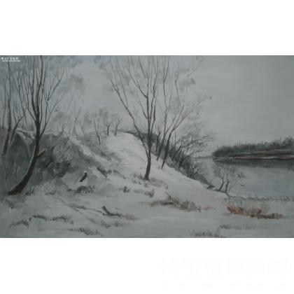 陈敬山 柳树弯  雪景之一 类别: 风景油画